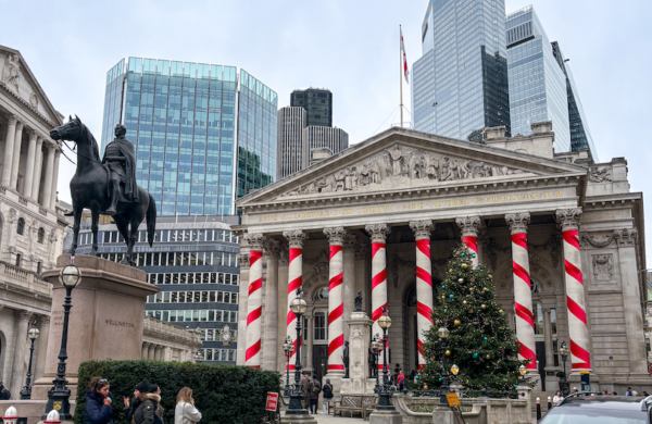 Royal Exchange décoré à Noel à Londres